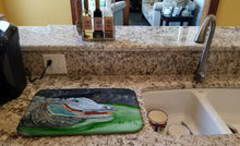 Load image into Gallery viewer, Blue Alligator Dish Drying Mat – Absorbent, Artistic Kitchen Essentials JMK1003DDM