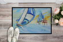 Load image into Gallery viewer, Sailboats and Middle Bay Lighthouse Doormat - 24x36 Decorative Floor Mat – Indoor/Outdoor Rug with Artistic Flair JMK1005JMAT