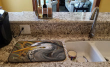 Load image into Gallery viewer, Blue Heron Dish Drying Mat – Absorbent, Artistic Kitchen Essentials JMK1012DDM