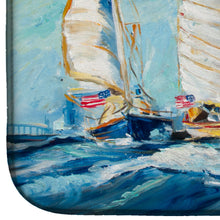 Load image into Gallery viewer, Roll me over Sailboats Dish Drying Mat – Absorbent, Artistic Kitchen Essentials JMK1027DDM