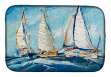 Load image into Gallery viewer, Roll me over Sailboats Dish Drying Mat – Absorbent, Artistic Kitchen Essentials JMK1027DDM