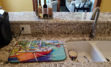 Load image into Gallery viewer, Red Sailboat Dish Drying Mat – Absorbent, Artistic Kitchen Essentials JMK1028DDM