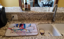 Load image into Gallery viewer, Sailboats in Dry Dock Dish Drying Mat – Absorbent, Artistic Kitchen Essentials JMK1039DDM
