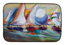 Load image into Gallery viewer, Sailboat Race in Dauphin Island Dish Drying Mat – Absorbent, Artistic Kitchen Essentials JMK1040DDM