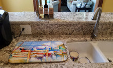 Load image into Gallery viewer, End Stall Sailboats Dish Drying Mat – Absorbent, Artistic Kitchen Essentials JMK1049DDM