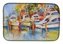 Load image into Gallery viewer, Deep Sea Fishing Boats at the Dock Dish Drying Mat – Absorbent, Artistic Kitchen Essentials JMK1052DDM