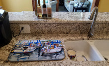 Load image into Gallery viewer, Sailboats Dish Drying Mat – Absorbent, Artistic Kitchen Essentials JMK1054DDM