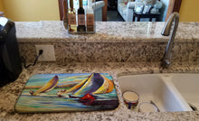 Load image into Gallery viewer, Knost Regatta Pass Christian Sailboats Dish Drying Mat – Absorbent, Artistic Kitchen Essentials JMK1057DDM