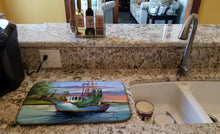 Load image into Gallery viewer, Jeannie Shrimp Boat Dish Drying Mat – Absorbent, Artistic Kitchen Essentials JMK1059DDM