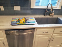 Load image into Gallery viewer, Sailboat with Middle Bay Lighthouse Dish Drying Mat – Absorbent, Artistic Kitchen Essentials JMK1061DDM