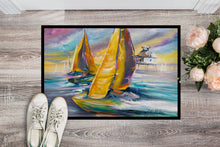 Load image into Gallery viewer, Sailboat with Middle Bay Lighthouse Doormat - 24x36 Decorative Floor Mat – Indoor/Outdoor Rug with Artistic Flair JMK1061JMAT
