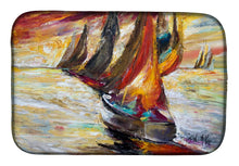Load image into Gallery viewer, Red Sails Sailboat  Dish Drying Mat – Absorbent, Artistic Kitchen Essentials JMK1062DDM