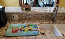 Load image into Gallery viewer, On the Dock Sailboats Dish Drying Mat – Absorbent, Artistic Kitchen Essentials JMK1070DDM