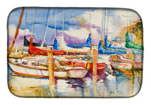 Load image into Gallery viewer, Run Away Sailboats Dish Drying Mat – Absorbent, Artistic Kitchen Essentials JMK1072DDM
