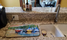 Load image into Gallery viewer, Up the Creek Sailboat Dish Drying Mat – Absorbent, Artistic Kitchen Essentials JMK1086DDM