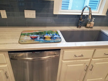 Load image into Gallery viewer, Up the Creek Sailboat Dish Drying Mat – Absorbent, Artistic Kitchen Essentials JMK1086DDM