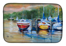 Load image into Gallery viewer, Up the Creek Sailboat Dish Drying Mat – Absorbent, Artistic Kitchen Essentials JMK1086DDM