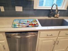 Load image into Gallery viewer, Towering Q Sailboat Dish Drying Mat – Absorbent, Artistic Kitchen Essentials JMK1088DDM