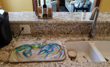 Load image into Gallery viewer, Blue Crab Dish Drying Mat – Absorbent, Artistic Kitchen Essentials JMK1089DDM