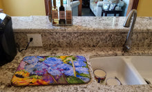 Load image into Gallery viewer, Hydrangeas and Sunflowers Dish Drying Mat – Absorbent, Artistic Kitchen Essentials JMK1119DDM