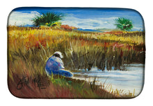 Load image into Gallery viewer, Fisherman on the Bank Dish Drying Mat – Absorbent, Artistic Kitchen Essentials JMK1125DDM