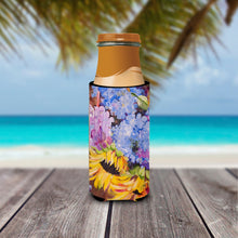Load image into Gallery viewer, Hydrangeas and Sunflowers Slim Can Hugger – Fun &amp; Functional Drink Coolers JMK1175MUK