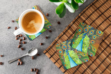 Load image into Gallery viewer, Peacock Coasters - Set of 4 Lightweight Foam, Absorbent Drink Coasters JMK1209FC