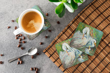 Load image into Gallery viewer, White Egret in the rain Coasters - Set of 4 Lightweight Foam, Absorbent Drink Coasters JMK1210FC