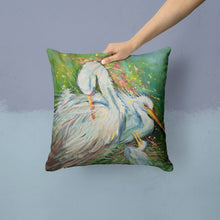 Load image into Gallery viewer, White Egret in the rain Canvas Throw Pillow - 14x14 Decorative Pillow – Art for Your Home &amp; Patio JMK1210PW1414