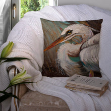Load image into Gallery viewer, White Egret Canvas Throw Pillow - 14x14 Decorative Pillow – Art for Your Home &amp; Patio JMK1212PW1414
