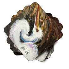 Load image into Gallery viewer, White Egret Coasters - Set of 4 Lightweight Foam, Absorbent Drink Coasters JMK1214FC