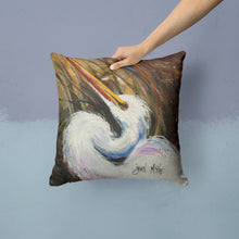 Load image into Gallery viewer, White Egret Canvas Throw Pillow - 14x14 Decorative Pillow – Art for Your Home &amp; Patio JMK1214PW1414