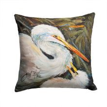 Load image into Gallery viewer, White Egret Canvas Throw Pillow - 14x14 Decorative Pillow – Art for Your Home &amp; Patio JMK1227PW1414