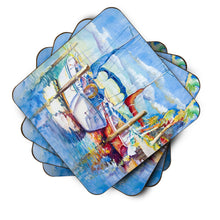 Load image into Gallery viewer, Towering Q Sailboats Coasters - Set of 4 Lightweight Foam, Absorbent Drink Coasters JMK1230FC