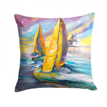 Load image into Gallery viewer, Middle Bay Lighthouse Sailboats Canvas Throw Pillow - 14x14 Decorative Pillow – Art for Your Home &amp; Patio JMK1234PW1414