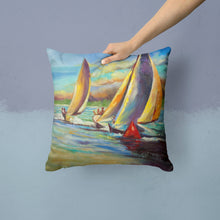 Load image into Gallery viewer, Knost Reggata Sailboats Canvas Throw Pillow - 14x14 Decorative Pillow – Art for Your Home &amp; Patio JMK1236PW1414