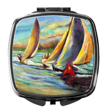 Load image into Gallery viewer, Knost Reggata Sailboats Compact Mirror – Stylish Purse Mirror with Artistic Covers JMK1236SCM