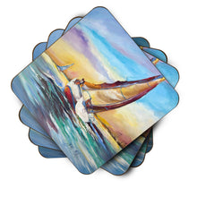 Load image into Gallery viewer, Horn Island Boat Race Sailboats Coasters - Set of 4 Lightweight Foam, Absorbent Drink Coasters JMK1237FC