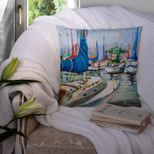 Load image into Gallery viewer, Day break Sailboats Canvas Throw Pillow - 14x14 Decorative Pillow – Art for Your Home &amp; Patio JMK1241PW1414