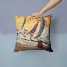 Load image into Gallery viewer, Boat Race Sailboats Canvas Throw Pillow - 14x14 Decorative Pillow – Art for Your Home &amp; Patio JMK1244PW1414