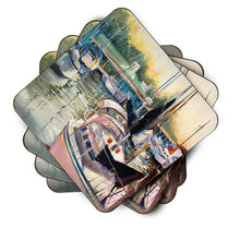Load image into Gallery viewer, Black Sails Sailboats Coasters - Set of 4 Lightweight Foam, Absorbent Drink Coasters JMK1246FC
