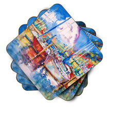Load image into Gallery viewer, Tree Boats Sailboats Coasters - Set of 4 Lightweight Foam, Absorbent Drink Coasters JMK1247FC
