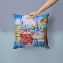 Load image into Gallery viewer, Tree Boats Sailboats Canvas Throw Pillow - 14x14 Decorative Pillow – Art for Your Home &amp; Patio JMK1247PW1414