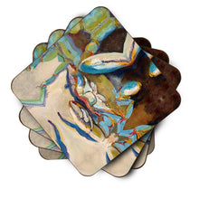 Load image into Gallery viewer, Three Big Claw Crab Coasters - Set of 4 Lightweight Foam, Absorbent Drink Coasters JMK1257FC