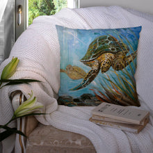 Load image into Gallery viewer, Loggerhead Sea Turtle Canvas Throw Pillow - 14x14 Decorative Pillow – Art for Your Home &amp; Patio JMK1261PW1414