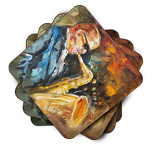Load image into Gallery viewer, Jazz Sazophone Coasters - Set of 4 Lightweight Foam, Absorbent Drink Coasters JMK1277FC