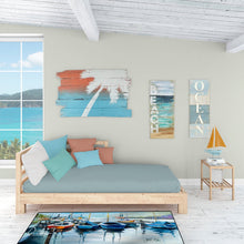 Load image into Gallery viewer, Sailboats waiting at the dock Floor Runner Mats – 28x58 Indoor/Outdoor Rugs with Artistic Design | Made in the USA JMK1311HRM2858
