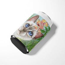 Load image into Gallery viewer, White Cat Saphire Eyes Can or Bottle Hugger JYJ0173CC