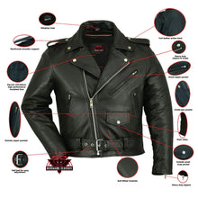Load image into Gallery viewer, Men's Classic Plain Side Police Style Motorcycle Jacket - Black