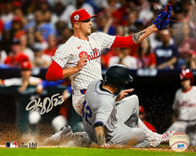 Load image into Gallery viewer, Jeff Hoffman Play at the Plate Philadelphia Phillies Autographed 8" x 10" Baseball Photo